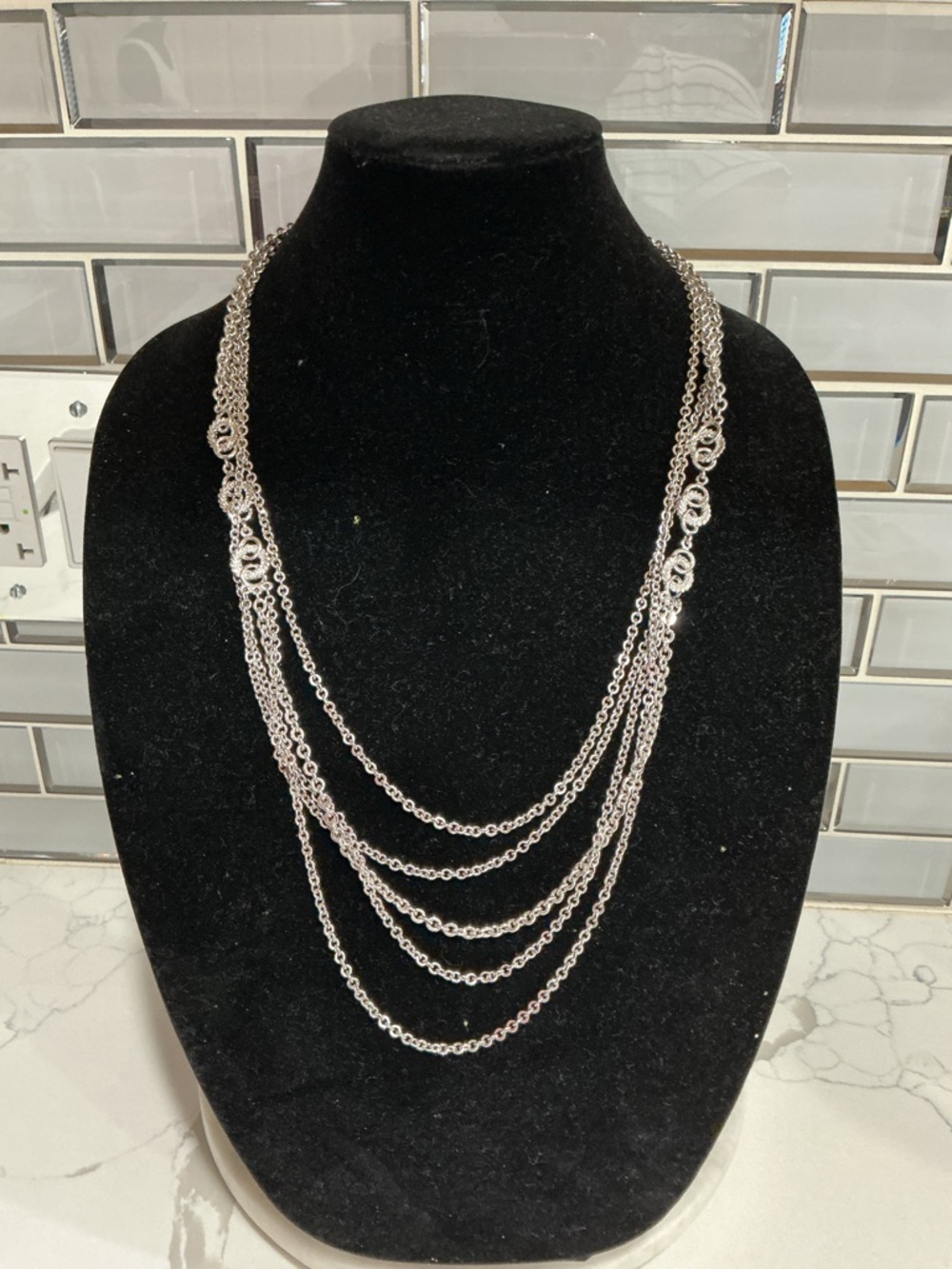 & Other Stories Silver Multi-Layer Chain Necklace